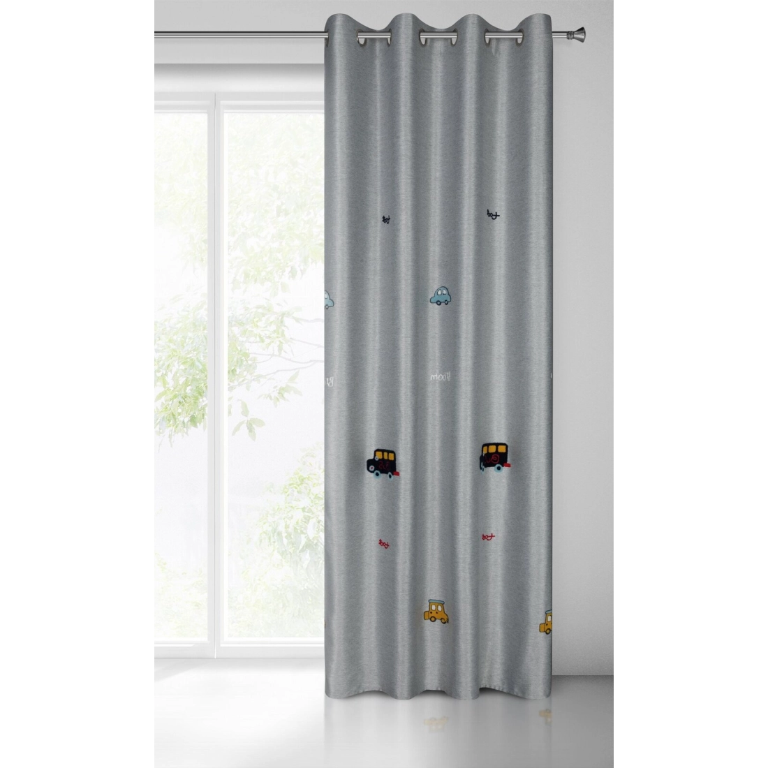 Záves 140x250 cm strieborno-modrý na kovové krúžky ALVIN