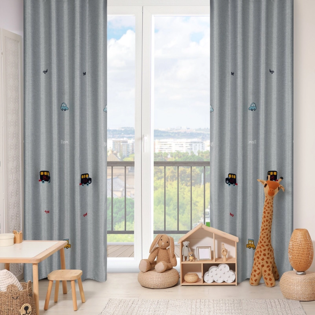 Záves 140x250 cm strieborno-modrý na kovové krúžky ALVIN