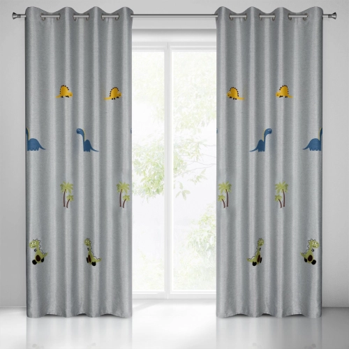 Záves 140x250 cm strieborno-zelený na kovové krúžky DINO