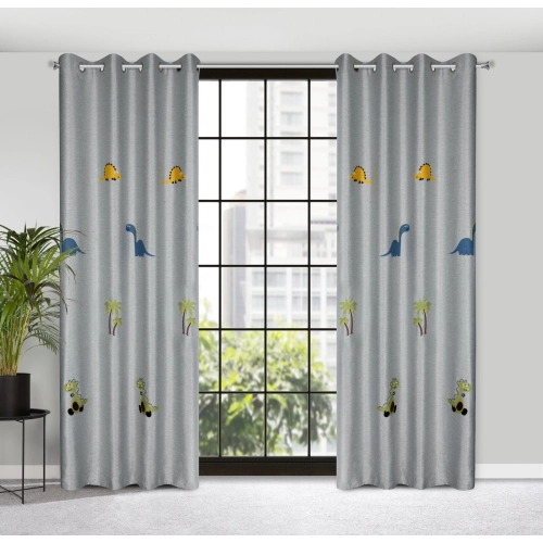 Záves 140x250 cm strieborno-zelený na kovové krúžky DINO