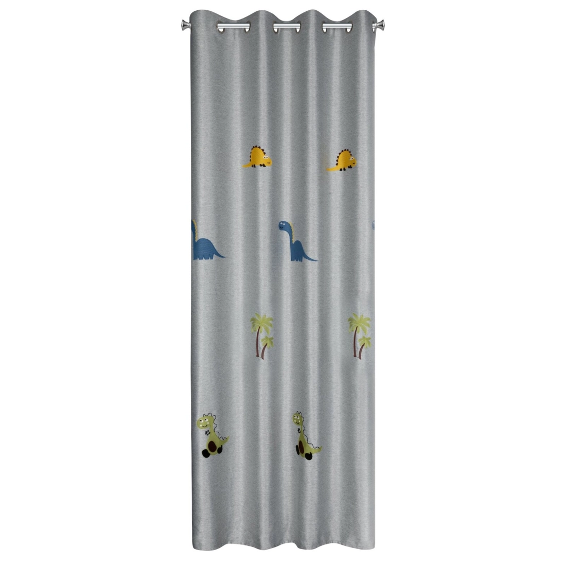 Záves 140x250 cm strieborno-zelený na kovové krúžky DINO