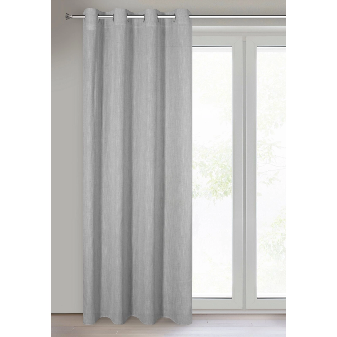 Záves 140x250 cm strieborný s ľanom na kovové krúžky LATIKA