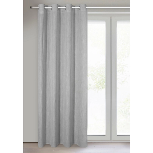 Záves 140x250 cm strieborný s ľanom na kovové krúžky LATIKA