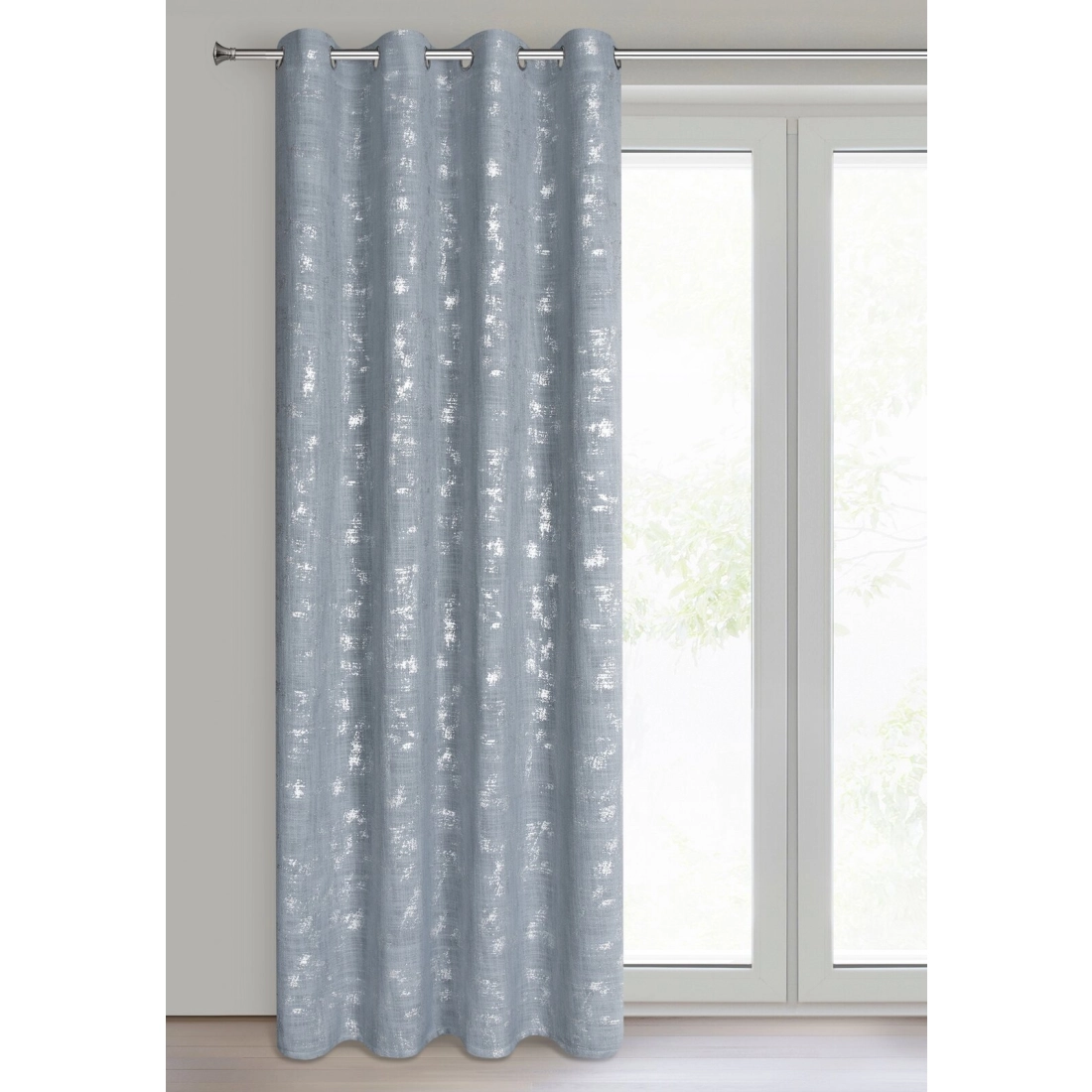 Závěs 140x250 cm světle modrý stříbřitý na kovové kroužky SOLANA