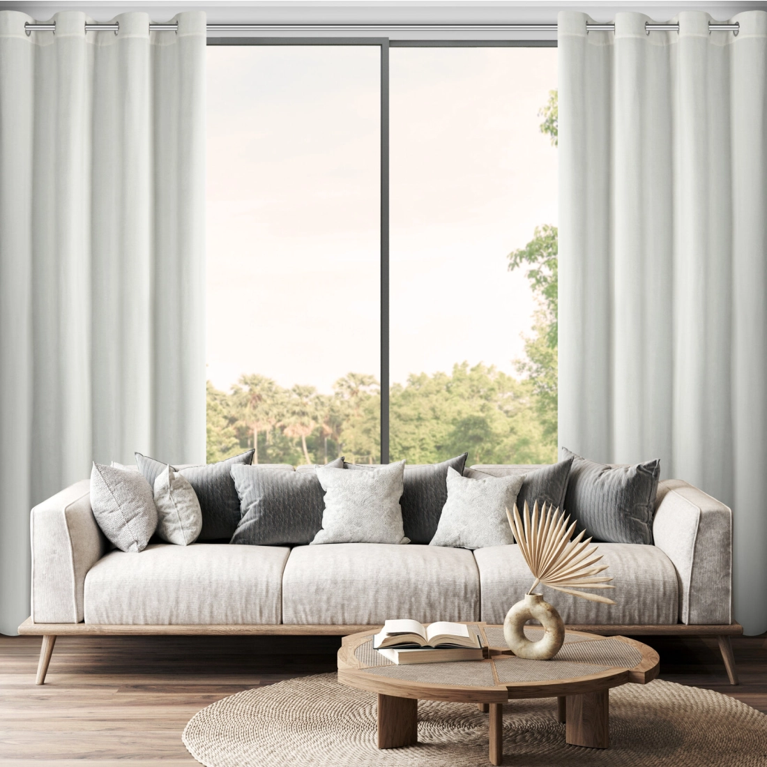 Záves 140x250 cm szenilový prírodný na kovové krúžky VANI