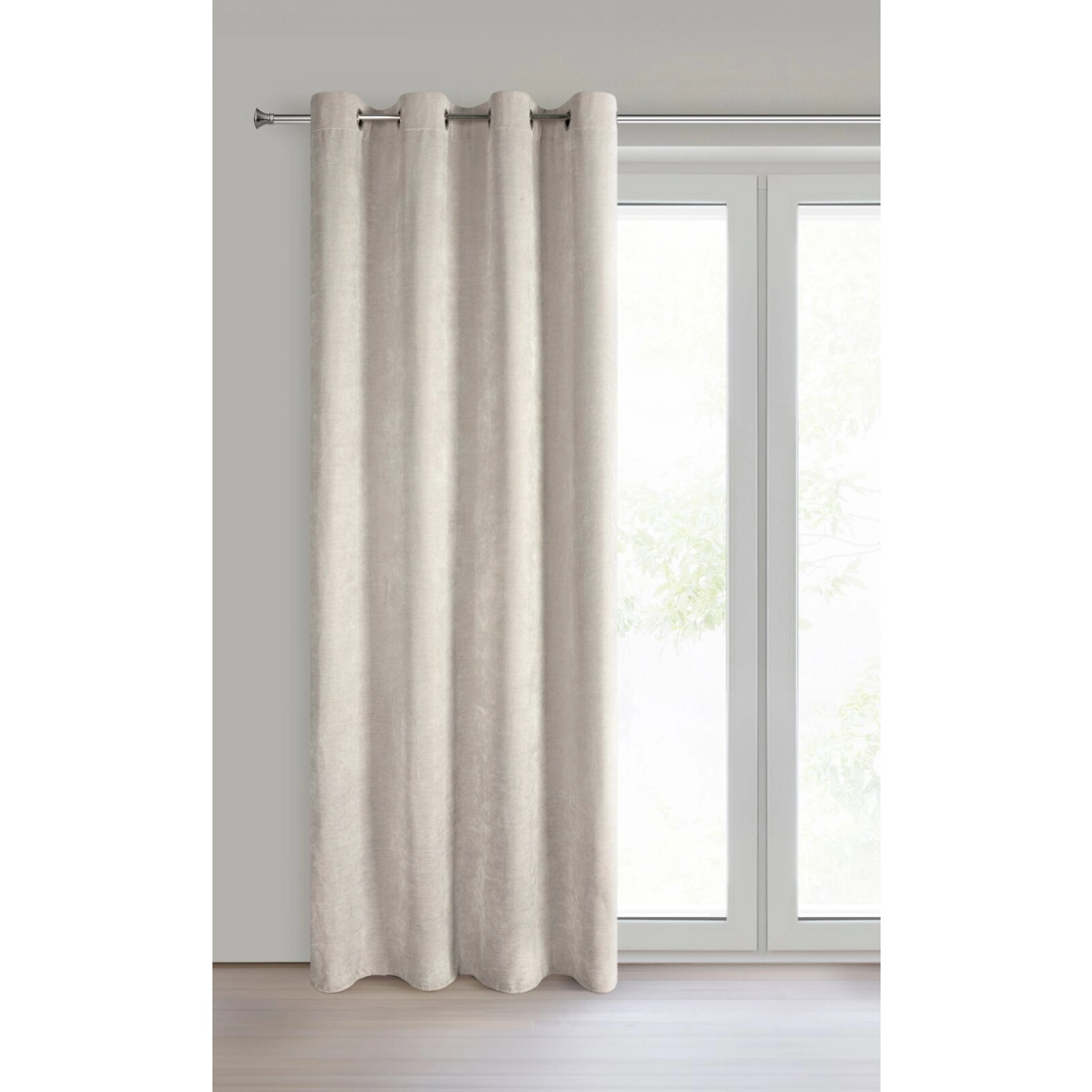 Závěs 140x250 cm světle béžový, žinylkový, na kovové kroužky NILO