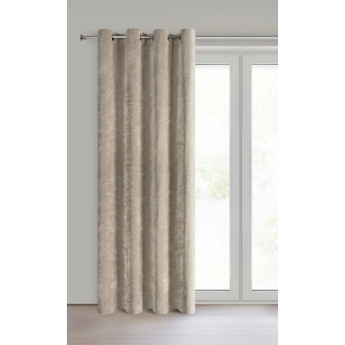 Závěs 140x250 cm žinylkový tmavě béžový na kovové kroužky NILO