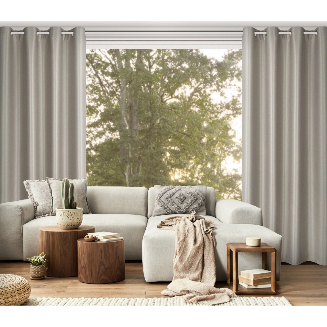 Závěs 140x250 cm tmavě béžový na kovové kroužky SELINA