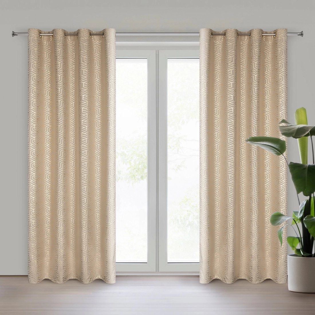 Záves 140x250 cm tmavobéžový, šampanský na kovové krúžky SEMI