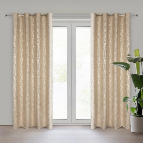 Záves 140x250 cm tmavobéžový, šampanský na kovové krúžky SEMI