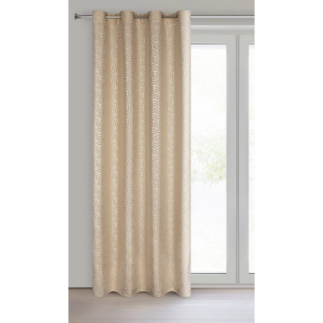 Záves 140x250 cm tmavobéžový, šampanský na kovové krúžky SEMI