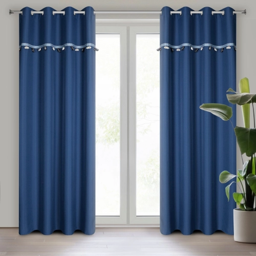 Záves 140x250 cm tmavomodrý na kovové krúžky CAR