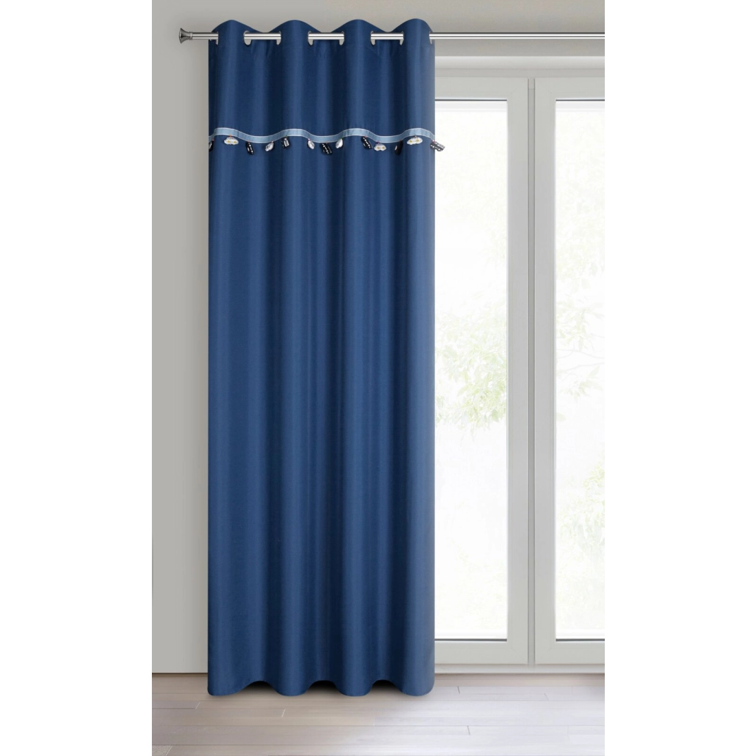 Záves 140x250 cm tmavomodrý na kovové krúžky CAR