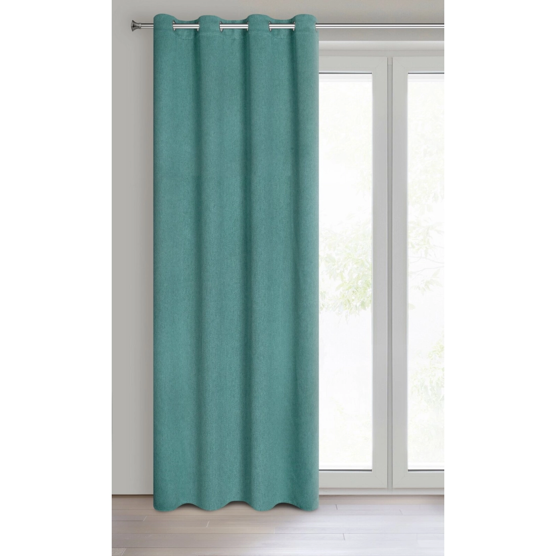 Zatemňovací závěs 140 × 250 cm, tyrkysový, na kovových kroužcích AMARO