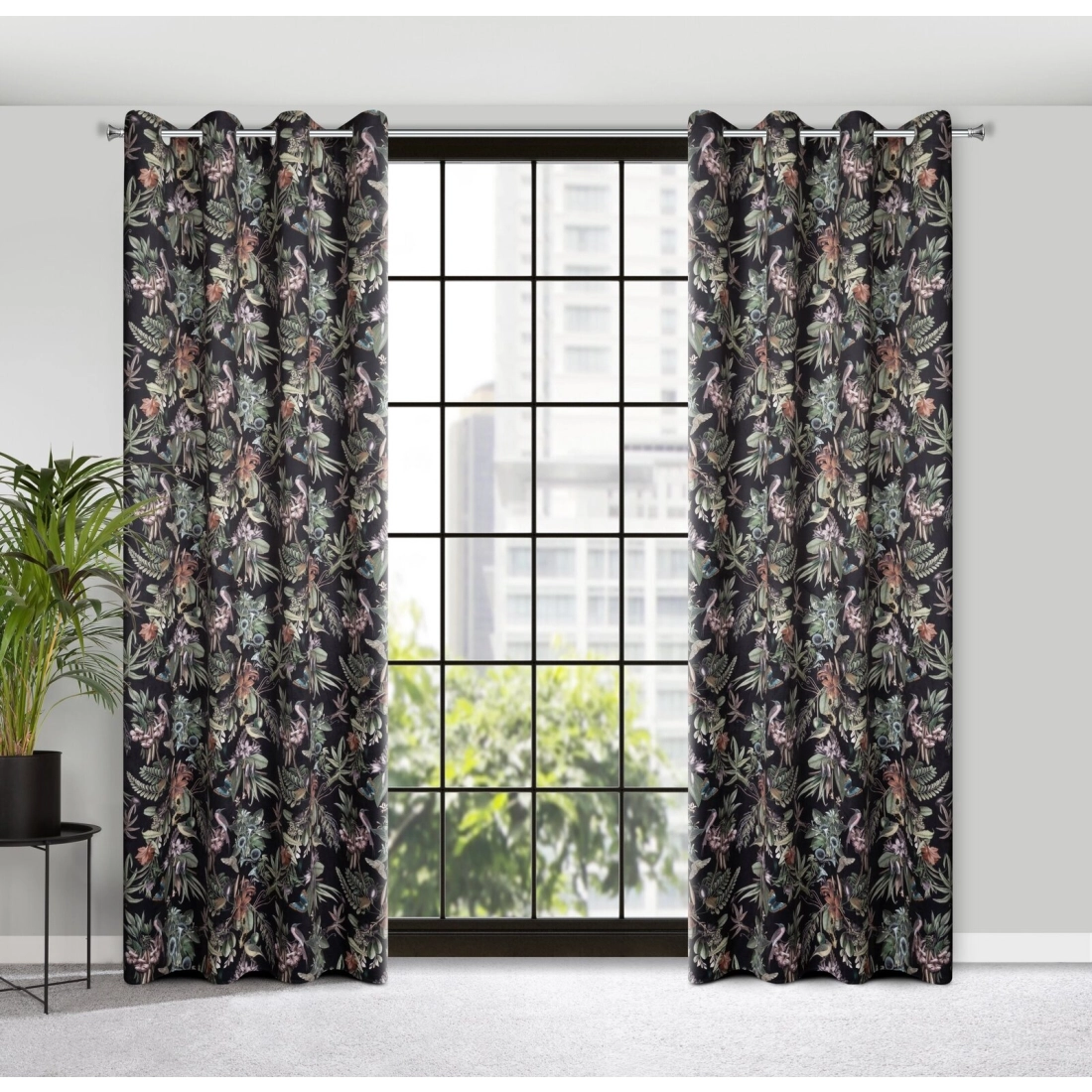 Záves 140x250 cm velúrový čierno-zelený na kovové krúžky BECKY