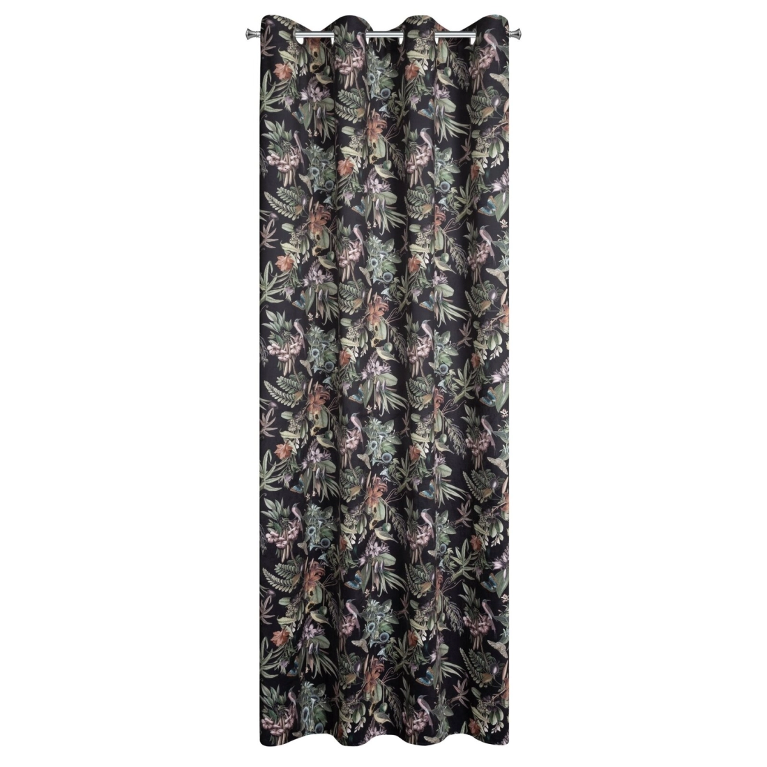 Záves 140x250 cm velúrový čierno-zelený na kovové krúžky BECKY