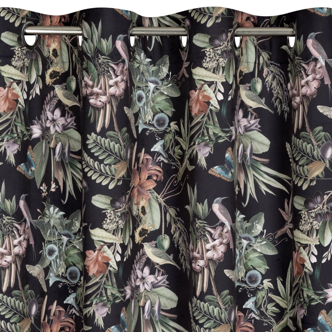 Záves 140x250 cm velúrový čierno-zelený na kovové krúžky BECKY