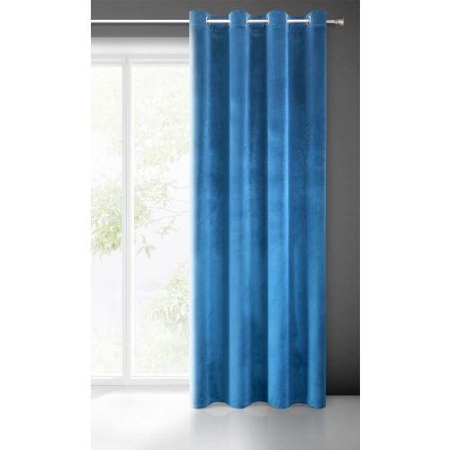 Záves 140x250 cm velúrový tmavomodrý na kovové krúžky SAMANTA