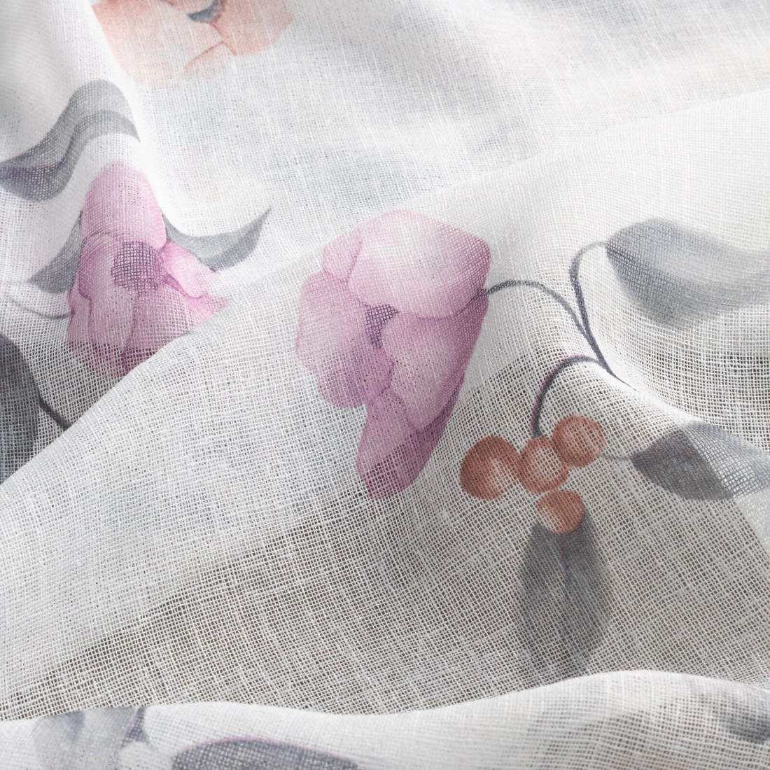 Závěs 140x250 cm z etamínu bílo-růžový na kovové kroužky ANTEA