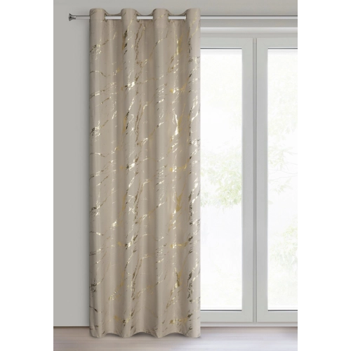 Záves 140x250 cm z mikrovlákna béžový zlatistý na kovové krúžky LANI