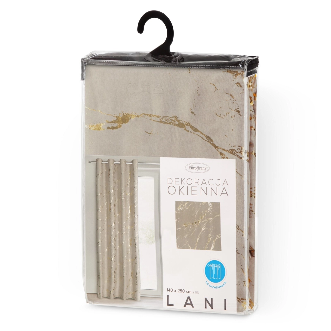 Záves 140x250 cm z mikrovlákna béžový zlatistý na kovové krúžky LANI