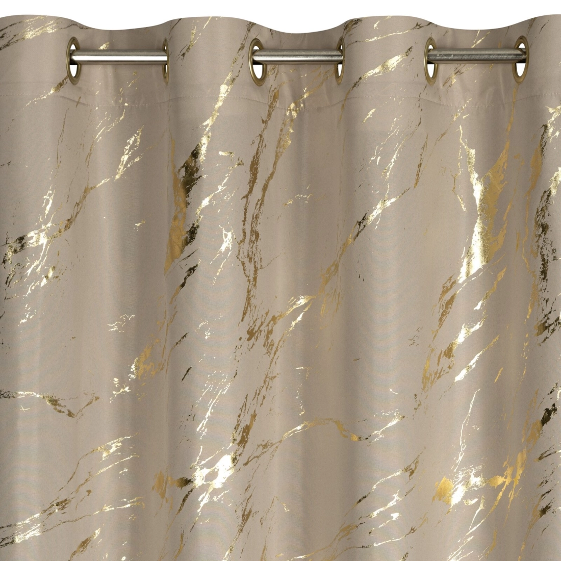 Záves 140x250 cm z mikrovlákna béžový zlatistý na kovové krúžky LANI
