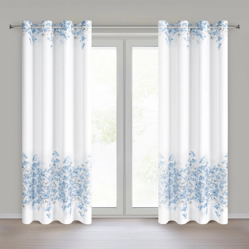 Záves 140x250 cm z mikrovlákna bielo-modrý na kovové krúžky NOA