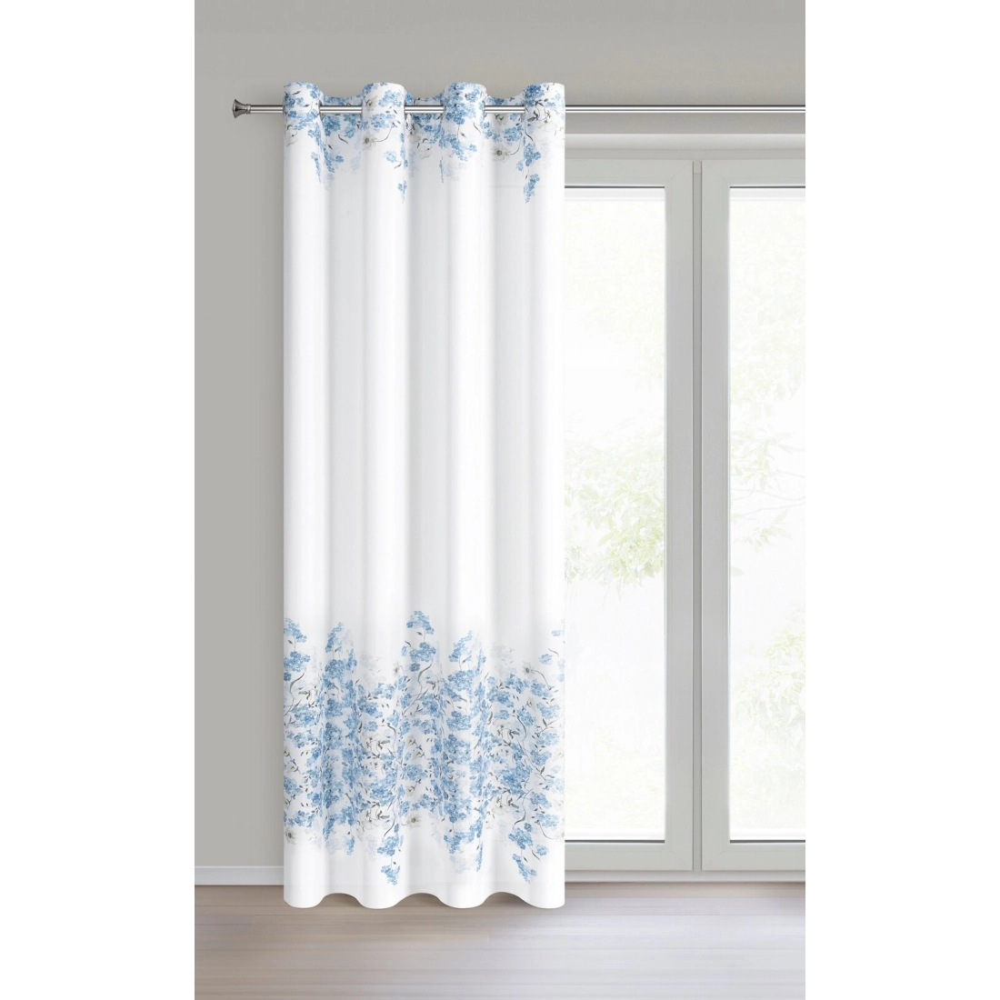 Záves 140x250 cm z mikrovlákna bielo-modrý na kovové krúžky NOA