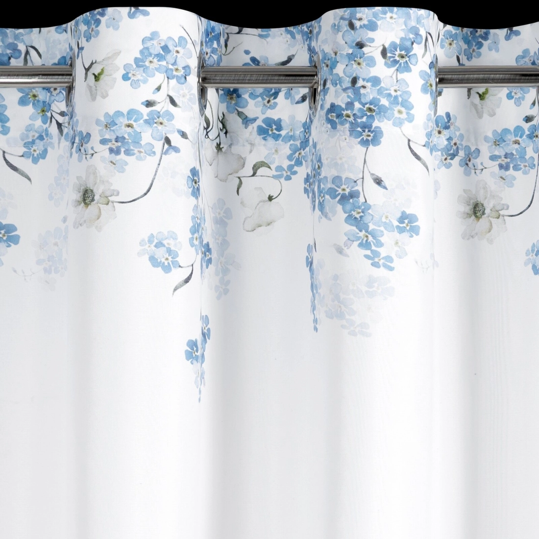 Záves 140x250 cm z mikrovlákna bielo-modrý na kovové krúžky NOA