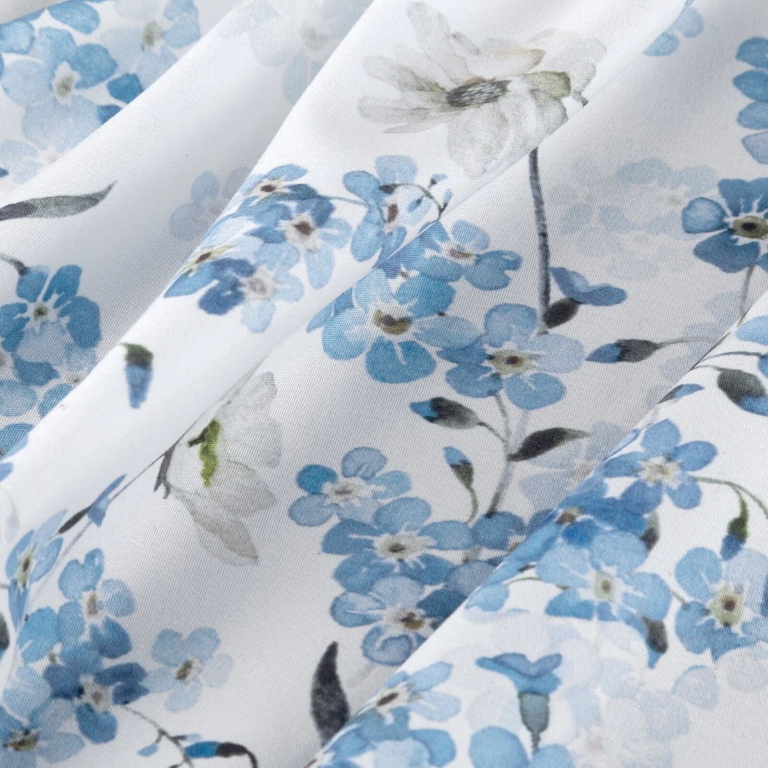 Záves 140x250 cm z mikrovlákna bielo-modrý na kovové krúžky NOA