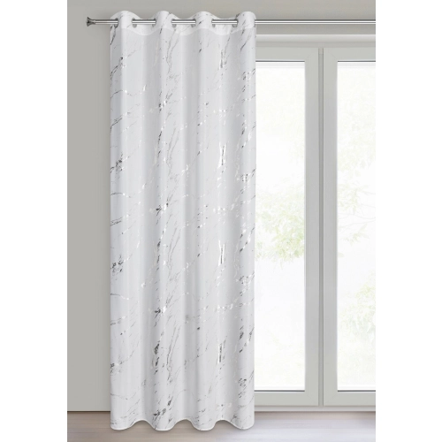 Záves 140x250 cm z mikrovlákna bielo-strieborný na kovové krúžky LANI