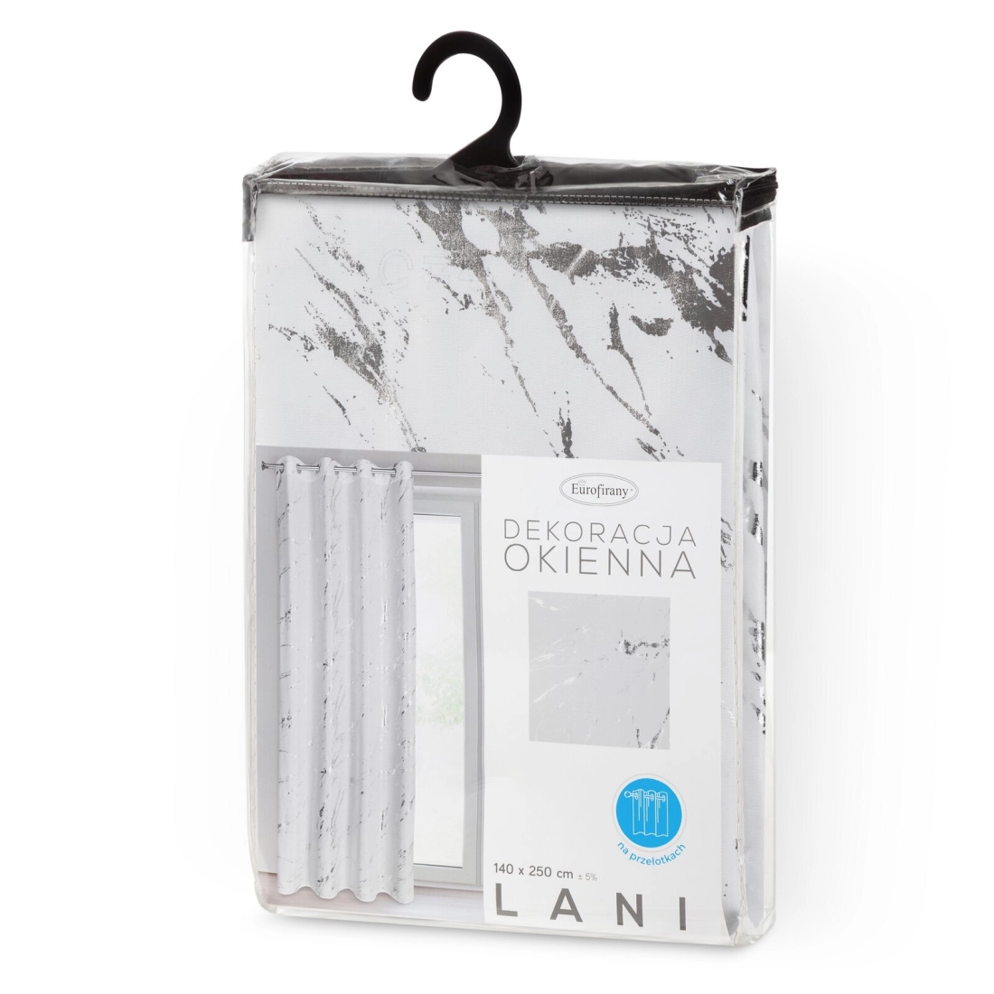 Záves 140x250 cm z mikrovlákna bielo-strieborný na kovové krúžky LANI