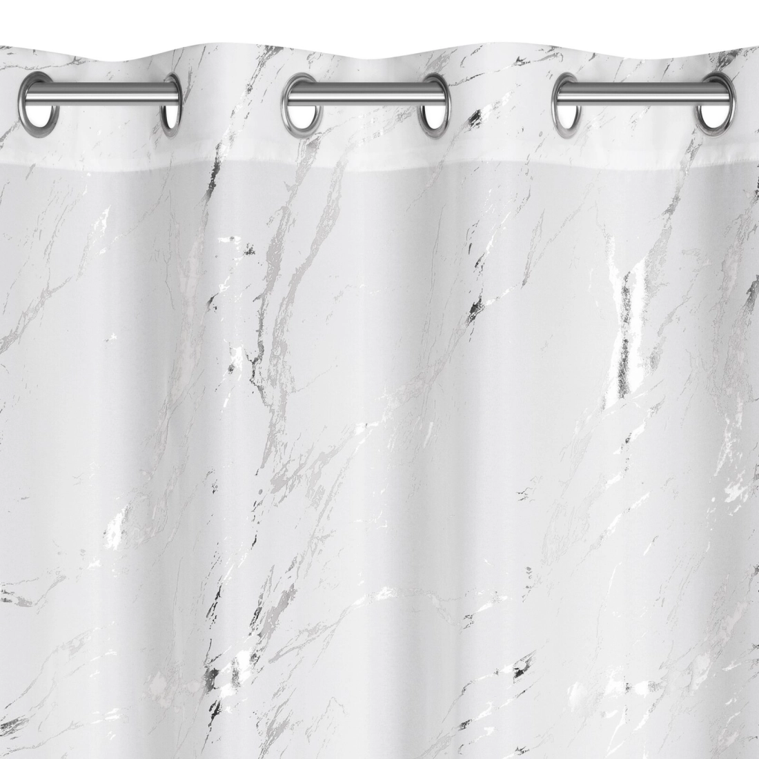 Záves 140x250 cm z mikrovlákna bielo-strieborný na kovové krúžky LANI