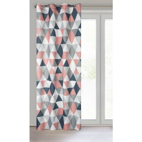 Záves 140x250 cm z mikrovlákna biely, tmavoružový na kovové krúžky ADINA