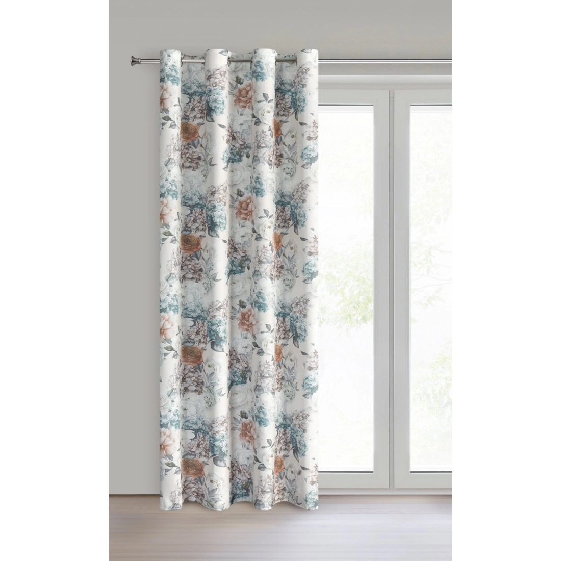 Závěs 140x250 cm z mikrovlákna krémový mentolový na kovové kroužky ANETT