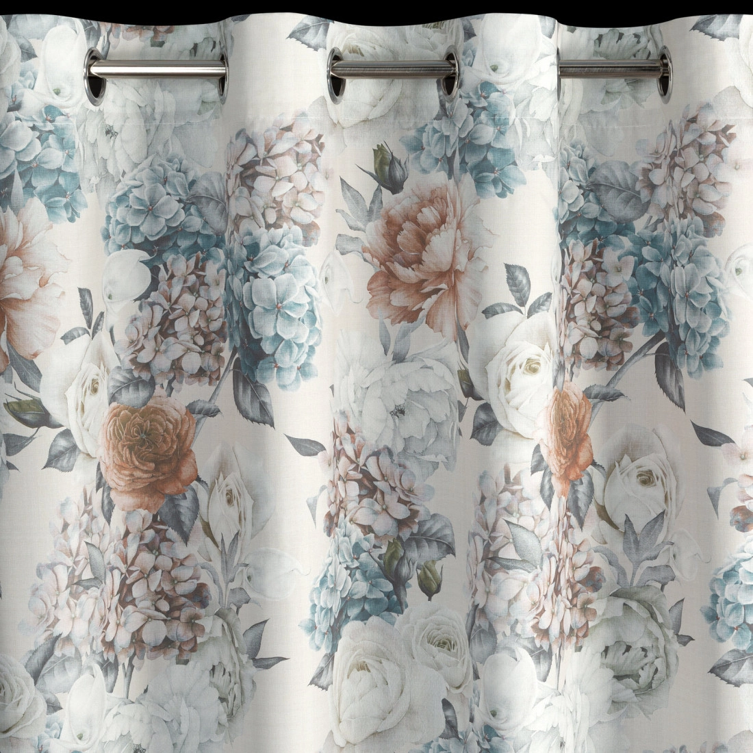 Závěs 140x250 cm z mikrovlákna krémový mentolový na kovové kroužky ANETT