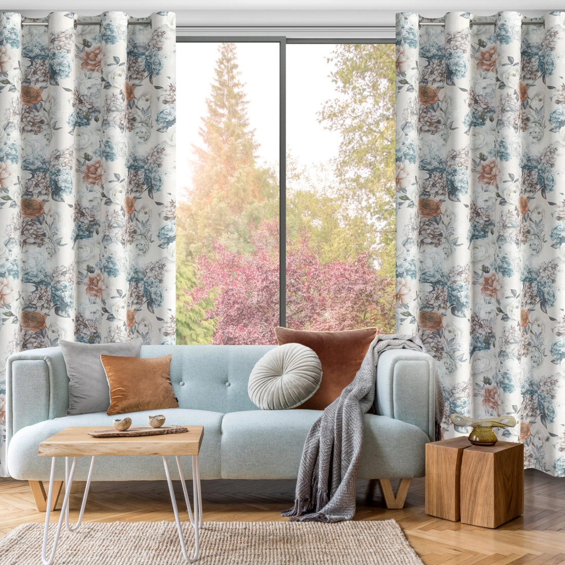 Závěs 140x250 cm z mikrovlákna krémový mentolový na kovové kroužky ANETT