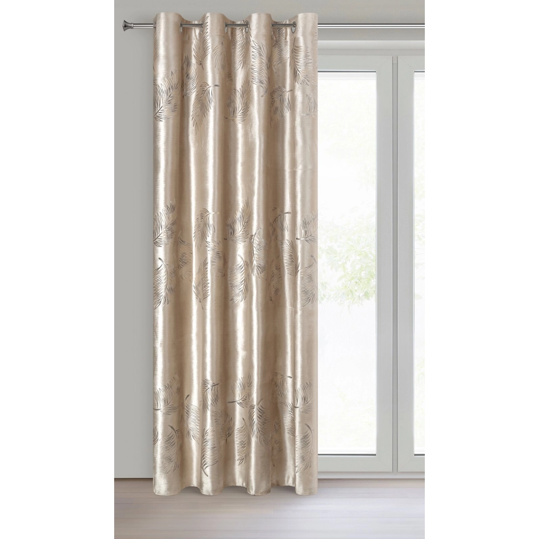 Závěs 140x250 cm sametový béžovo-zlatý na kovové kroužky IDALIA