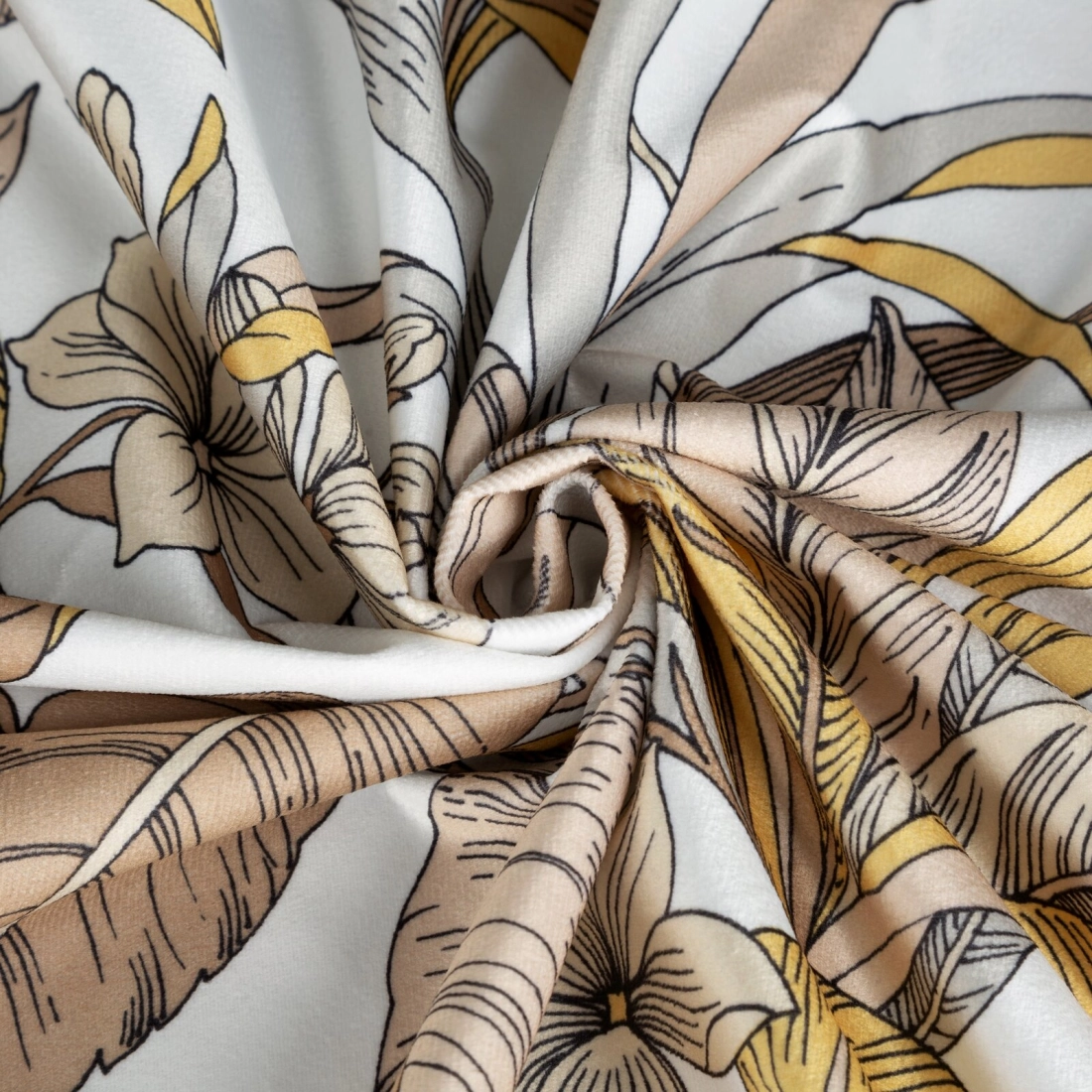 Záves 140x250 cm zamatový béžový, biely na kovové krúžky BARI - Design 91