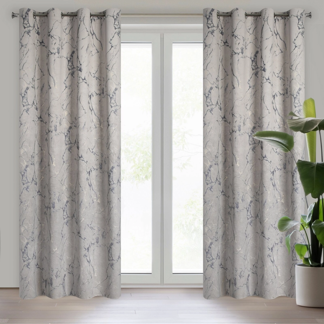 Záves 140x250 cm zamatový béžový grafitový na kovové krúžky WERA