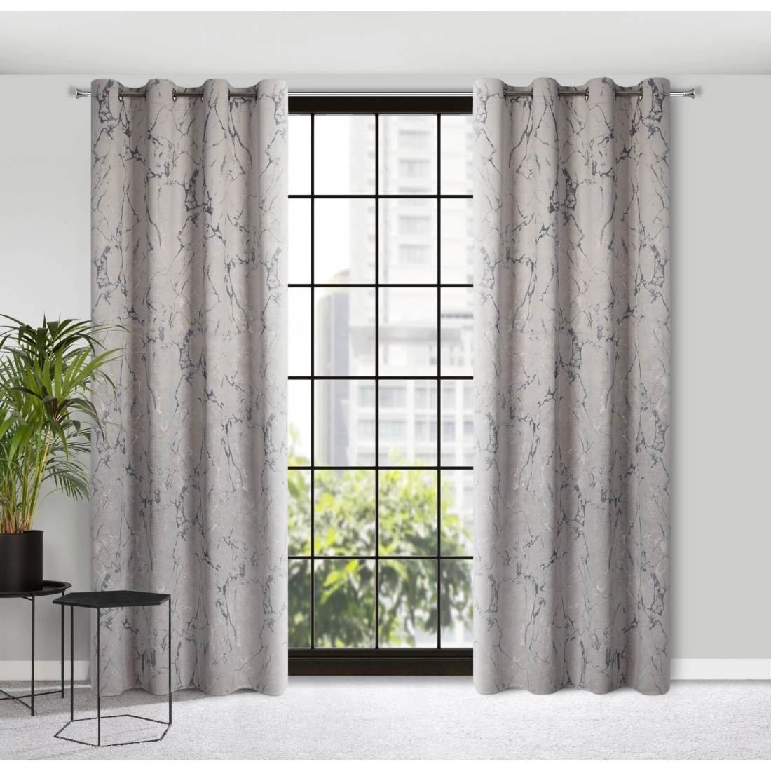 Záves 140x250 cm zamatový béžový grafitový na kovové krúžky WERA