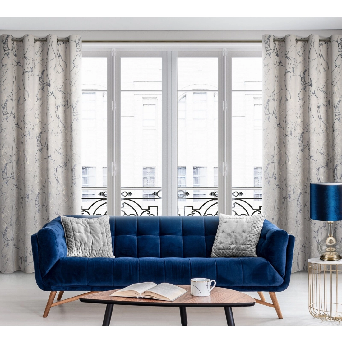 Záves 140x250 cm zamatový béžový grafitový na kovové krúžky WERA