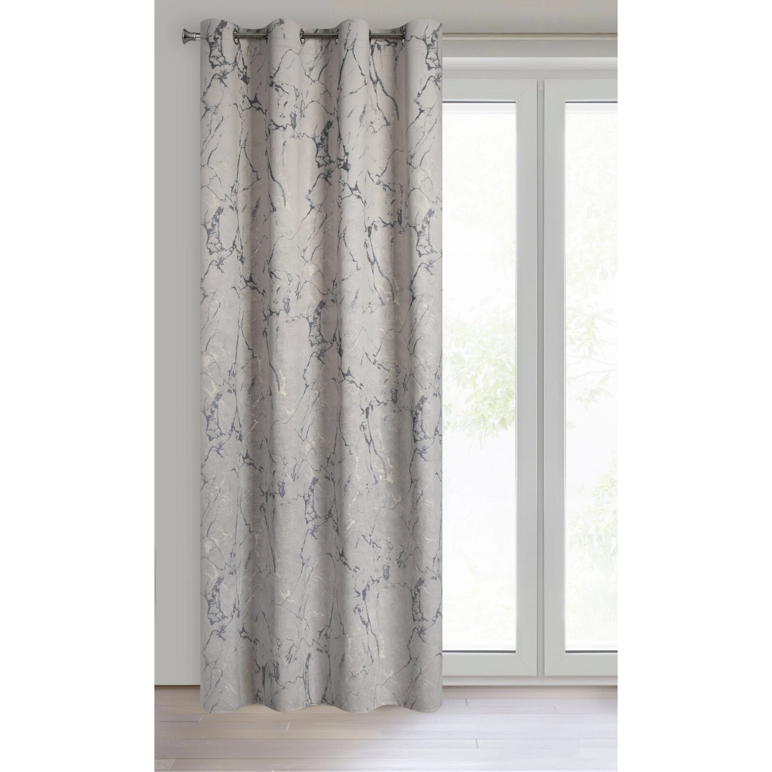 Záves 140x250 cm zamatový béžový grafitový na kovové krúžky WERA