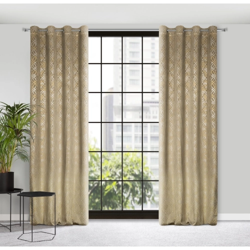 Záves 140x250 cm zamatový béžový na kovové krúžky ARETA