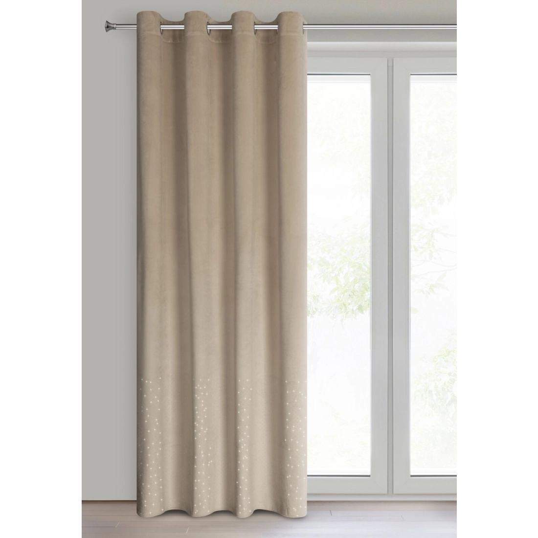 Sametový béžový závěs 140x250 cm na kovové kroužky ARIADNA