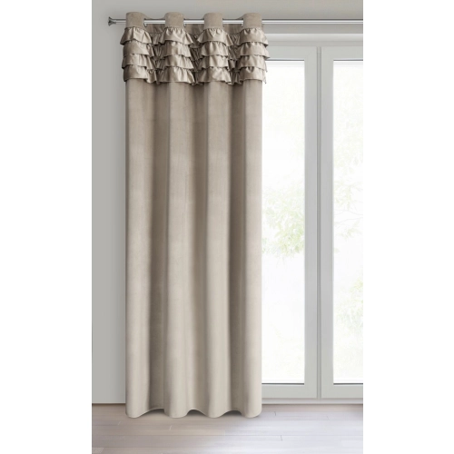 Záves 140x250 cm zamatový béžový na kovové krúžky ERIN