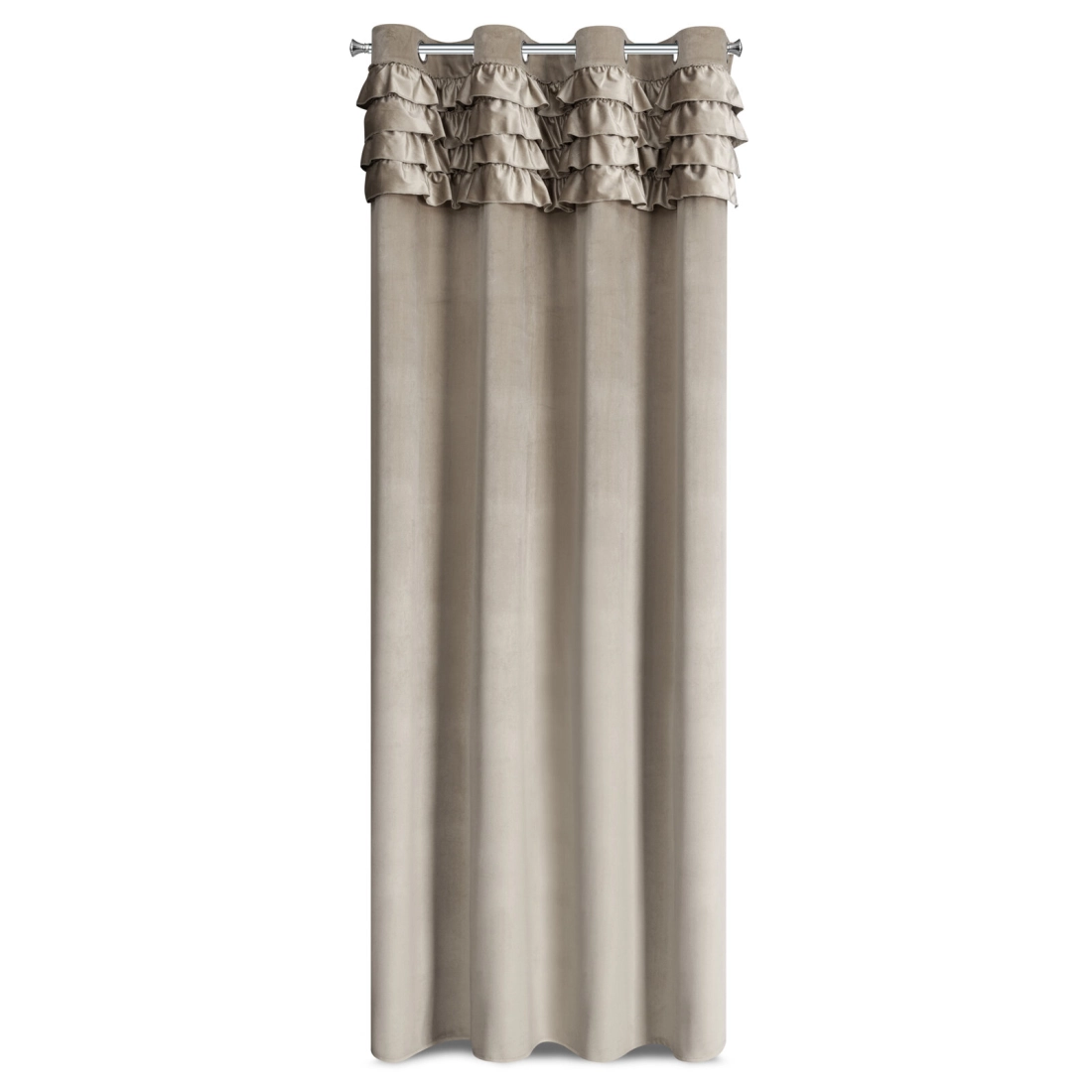 Záves 140x250 cm zamatový béžový na kovové krúžky ERIN