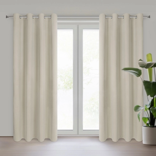Záves 140x250 cm zamatový béžový na kovové krúžky NITA