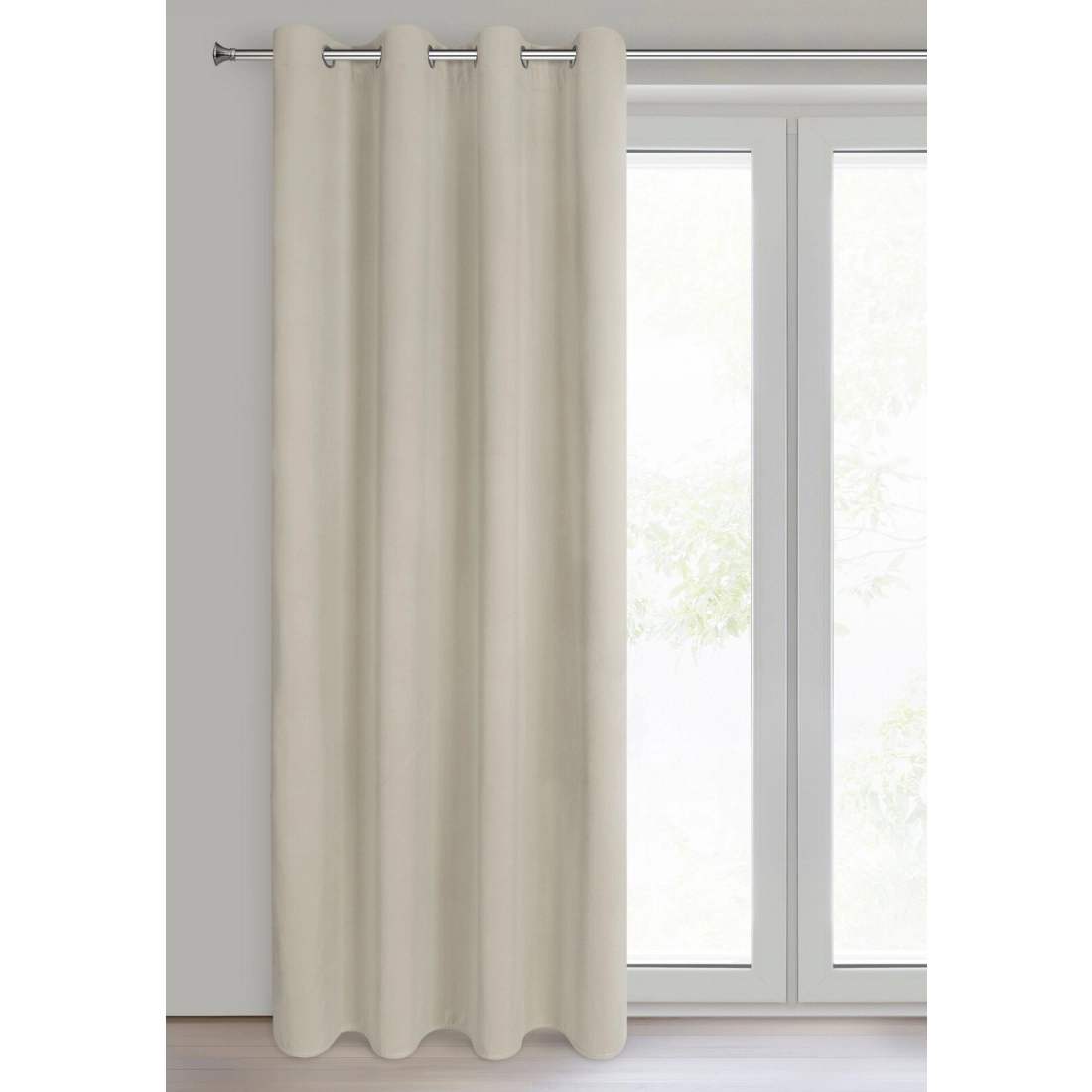 Záves 140x250 cm zamatový béžový na kovové krúžky NITA