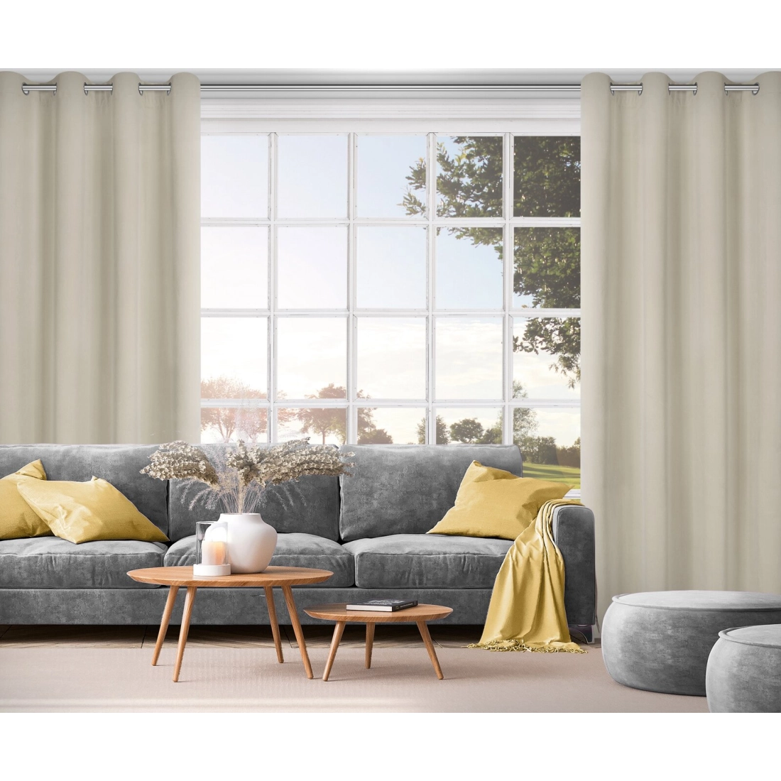 Záves 140x250 cm zamatový béžový na kovové krúžky NITA